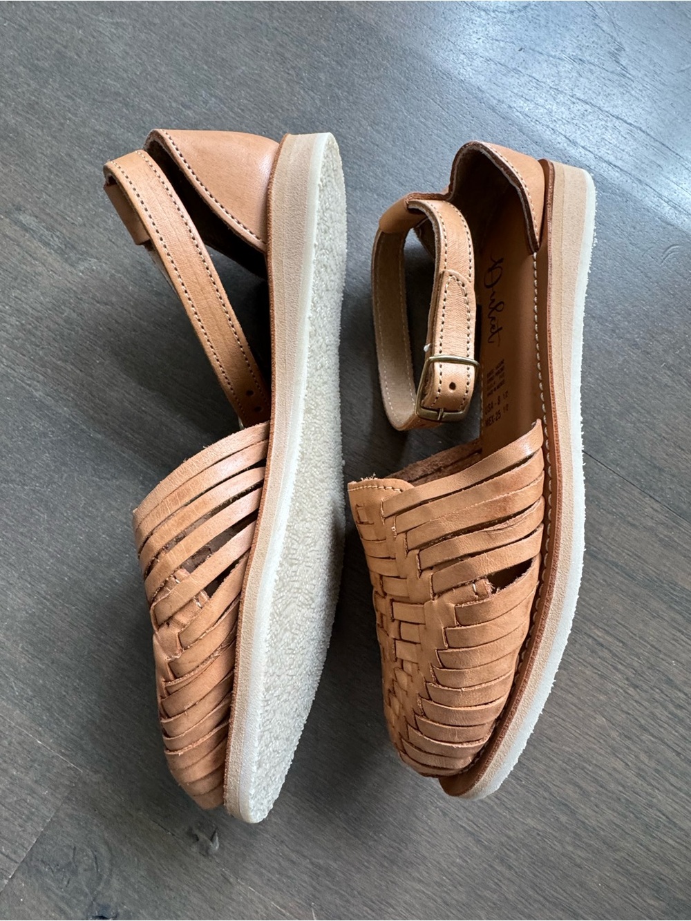 New No Box Womens Mexican Leather Huaraches Handmade Woven Sandals Size 8.5 - Picture 3 of 4